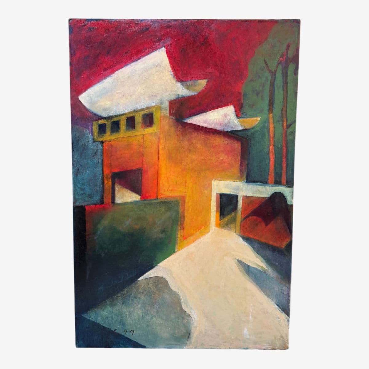 Katherine Dunn Giacometti Courtyard Oil Painting, Circa 1999 - Image 1