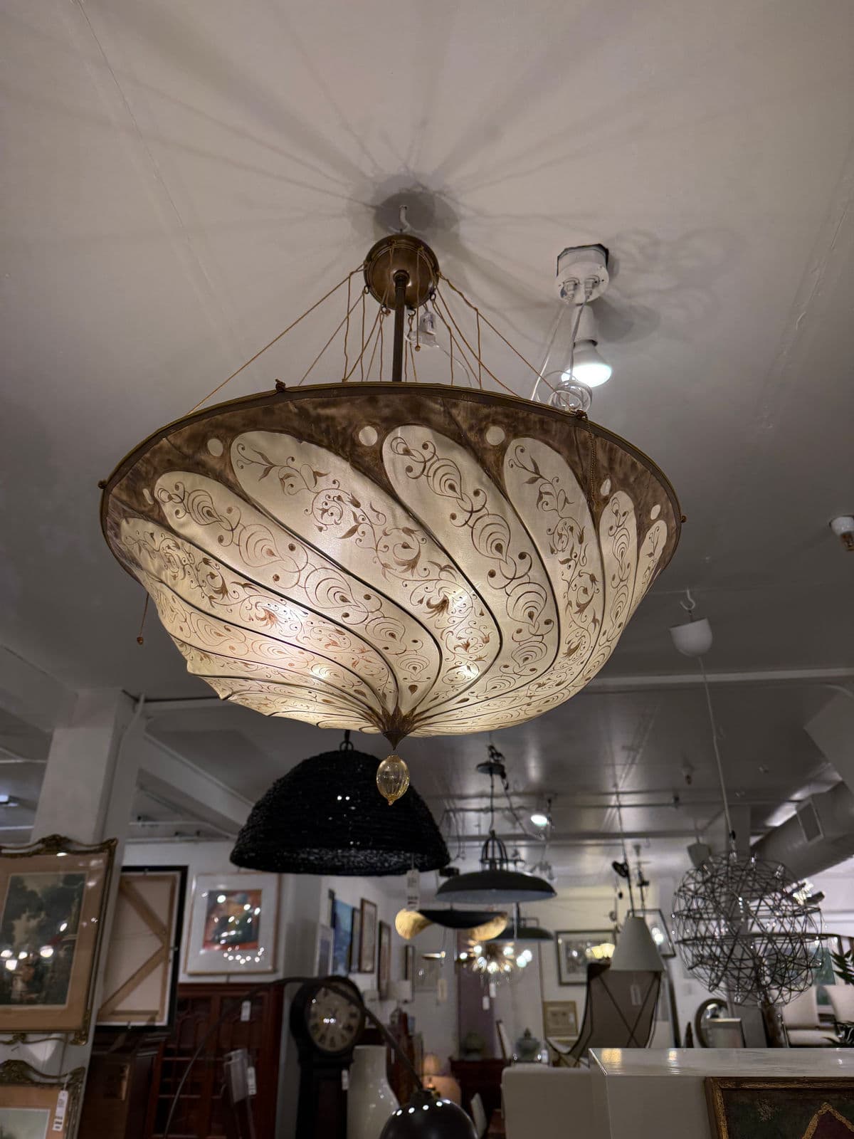 Feneri Lighting & Co. Fortuny-Style Hand-Painted Light Pendant, Vintage - Thumbnail 5