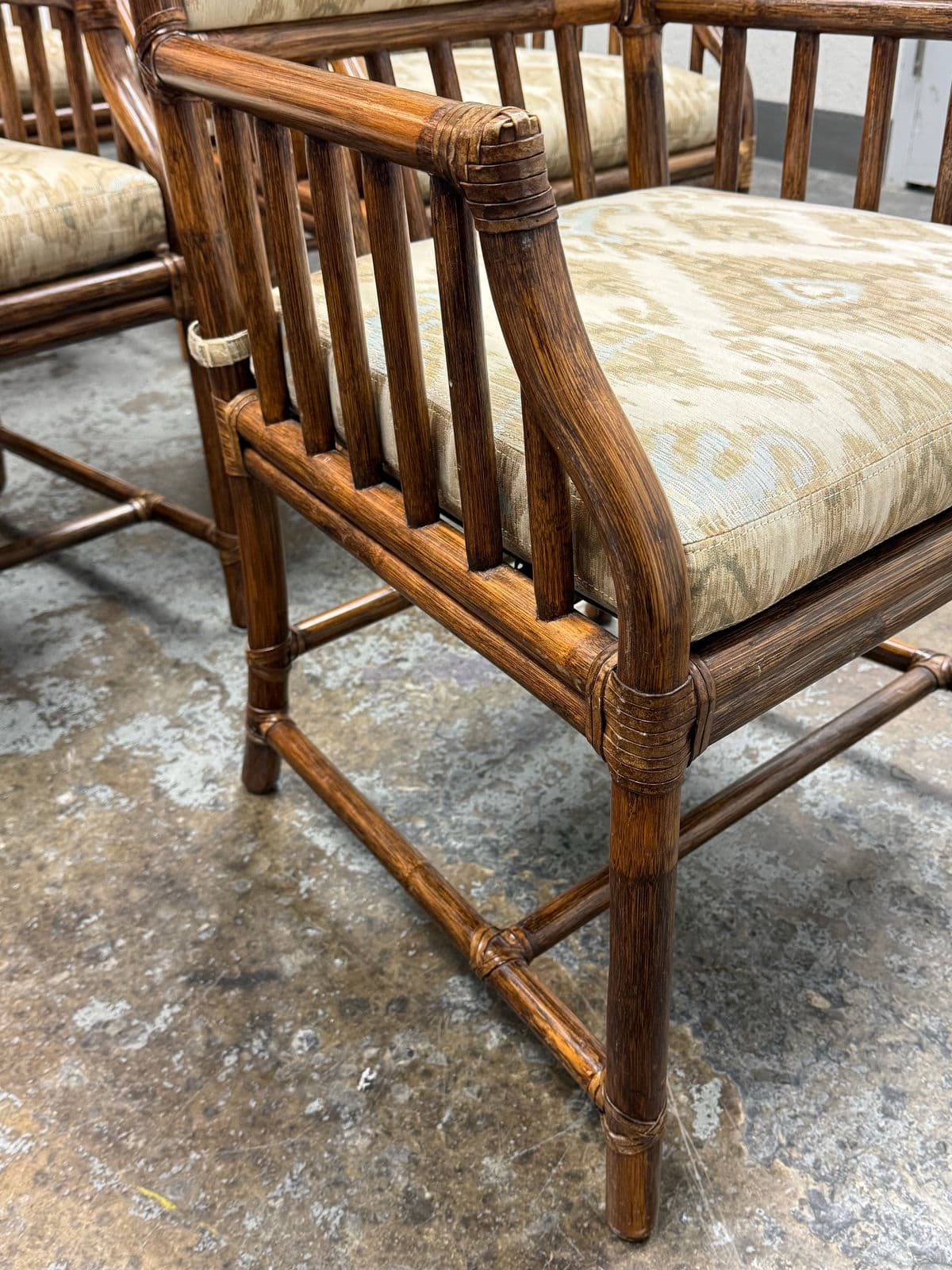 McGuire Furniture Far East Collection Dining Armchairs, Vintage Set of Six - Thumbnail 10