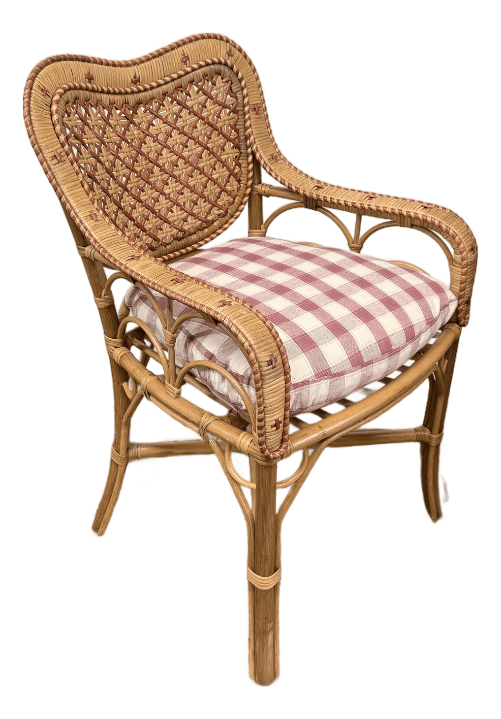 GreenRow Clara Wicker Chair + Plaid Cushion - Thumbnail 2