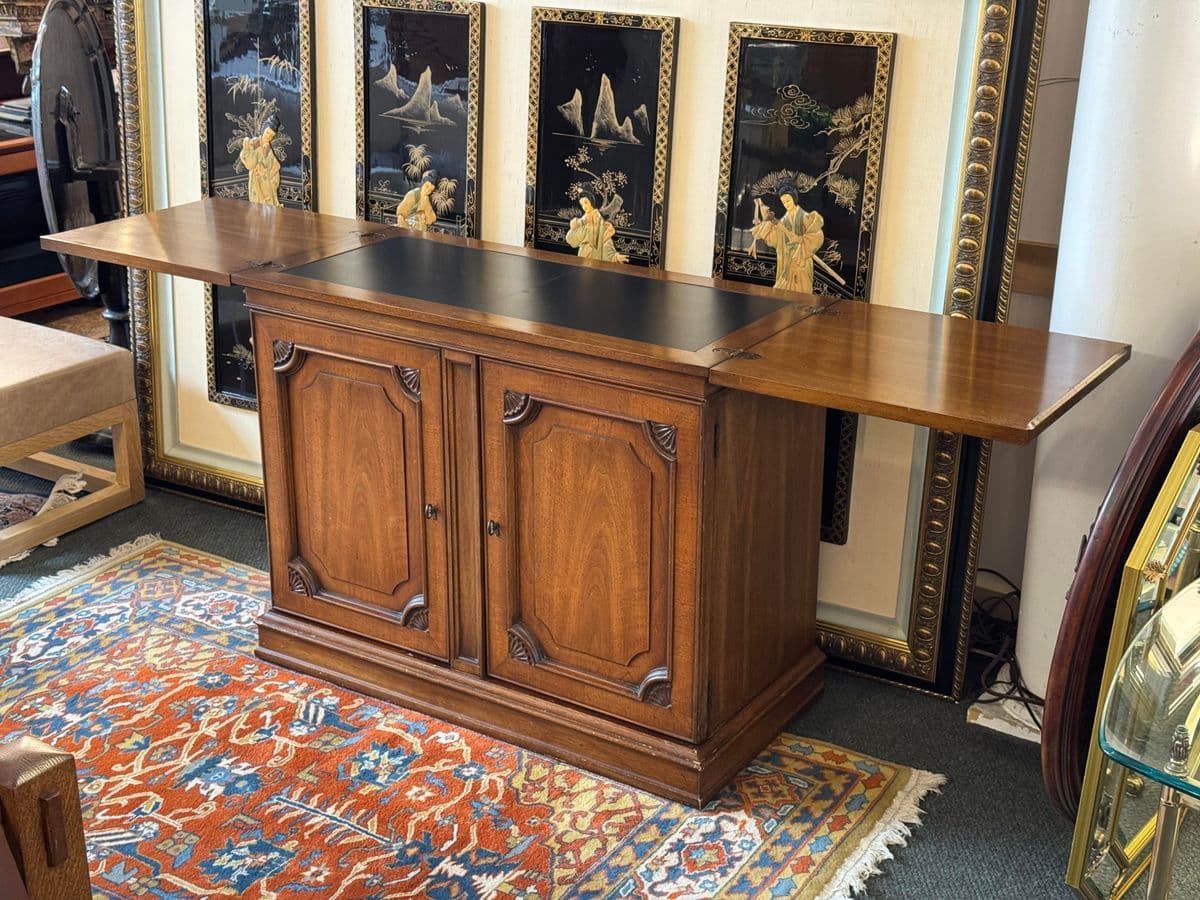 White Fine Furniture Flip Top Walnut Wood Buffet - Thumbnail 3