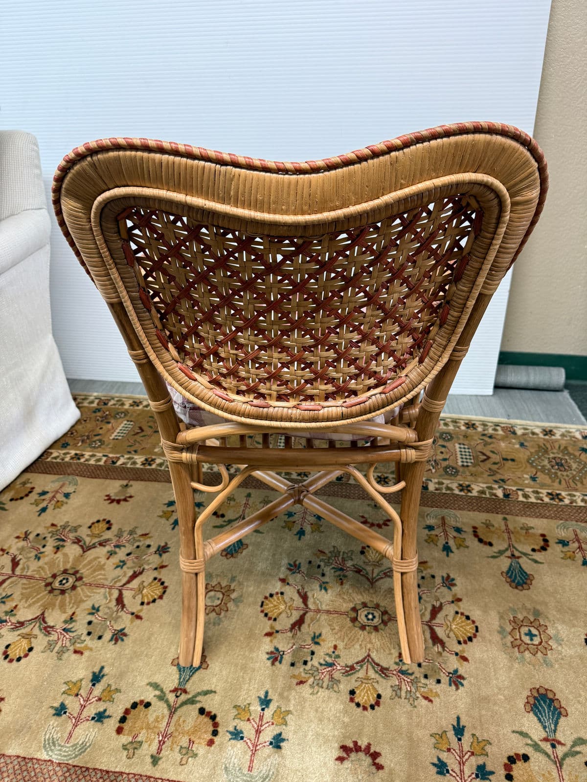 GreenRow Clara Wicker Chair + Plaid Cushion - Thumbnail 7