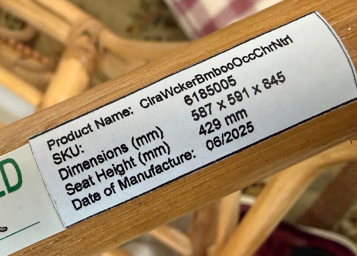 GreenRow Clara Wicker Chair + Plaid Cushion - Thumbnail 6