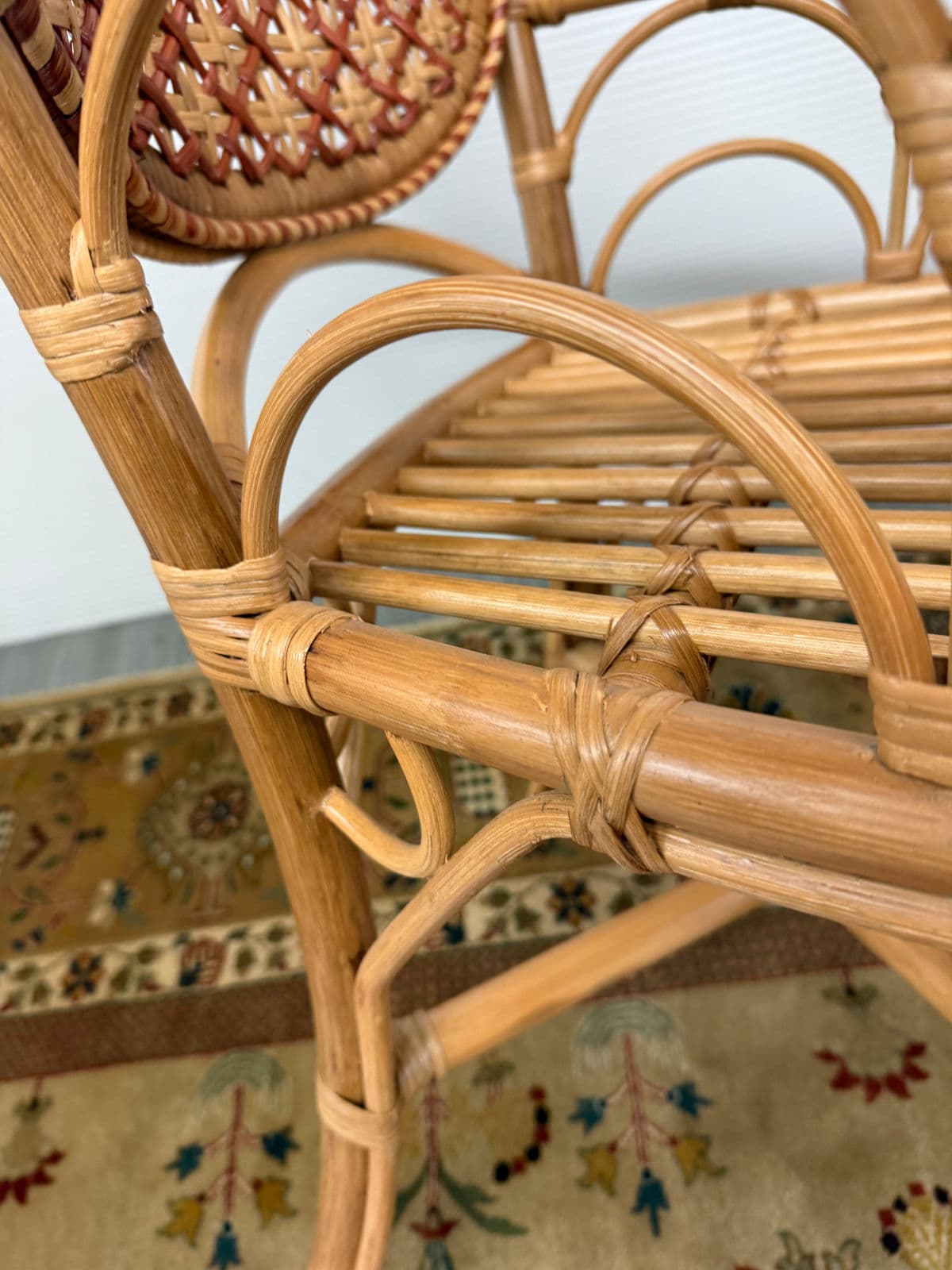 GreenRow Clara Wicker Chair + Plaid Cushion - Thumbnail 12