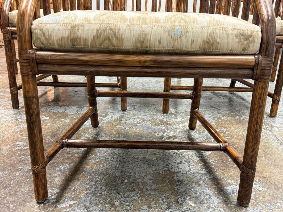 McGuire Furniture Far East Collection Dining Armchairs, Vintage Set of Six - Thumbnail 9