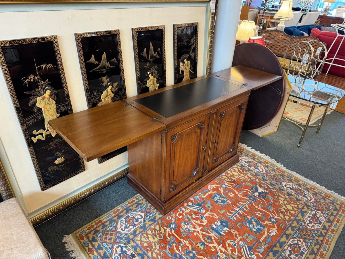 White Fine Furniture Flip Top Walnut Wood Buffet - Thumbnail 7