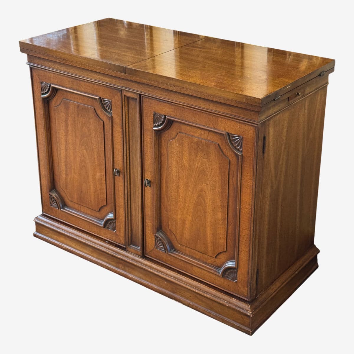 White Fine Furniture Flip Top Walnut Wood Buffet - Image 1
