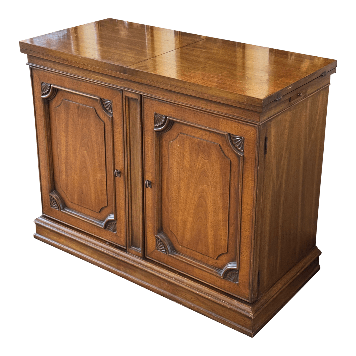 White Fine Furniture Flip Top Walnut Wood Buffet - Thumbnail 2