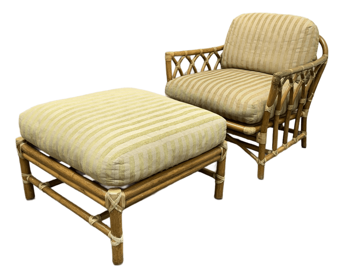 McGuire Furniture Cathedral Lounge Chair + Ottoman, Vintage - Thumbnail 2