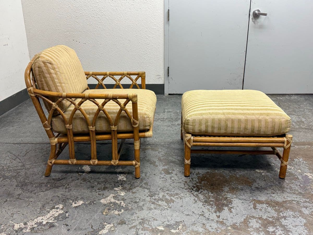 McGuire Furniture Cathedral Lounge Chair + Ottoman, Vintage - Thumbnail 4