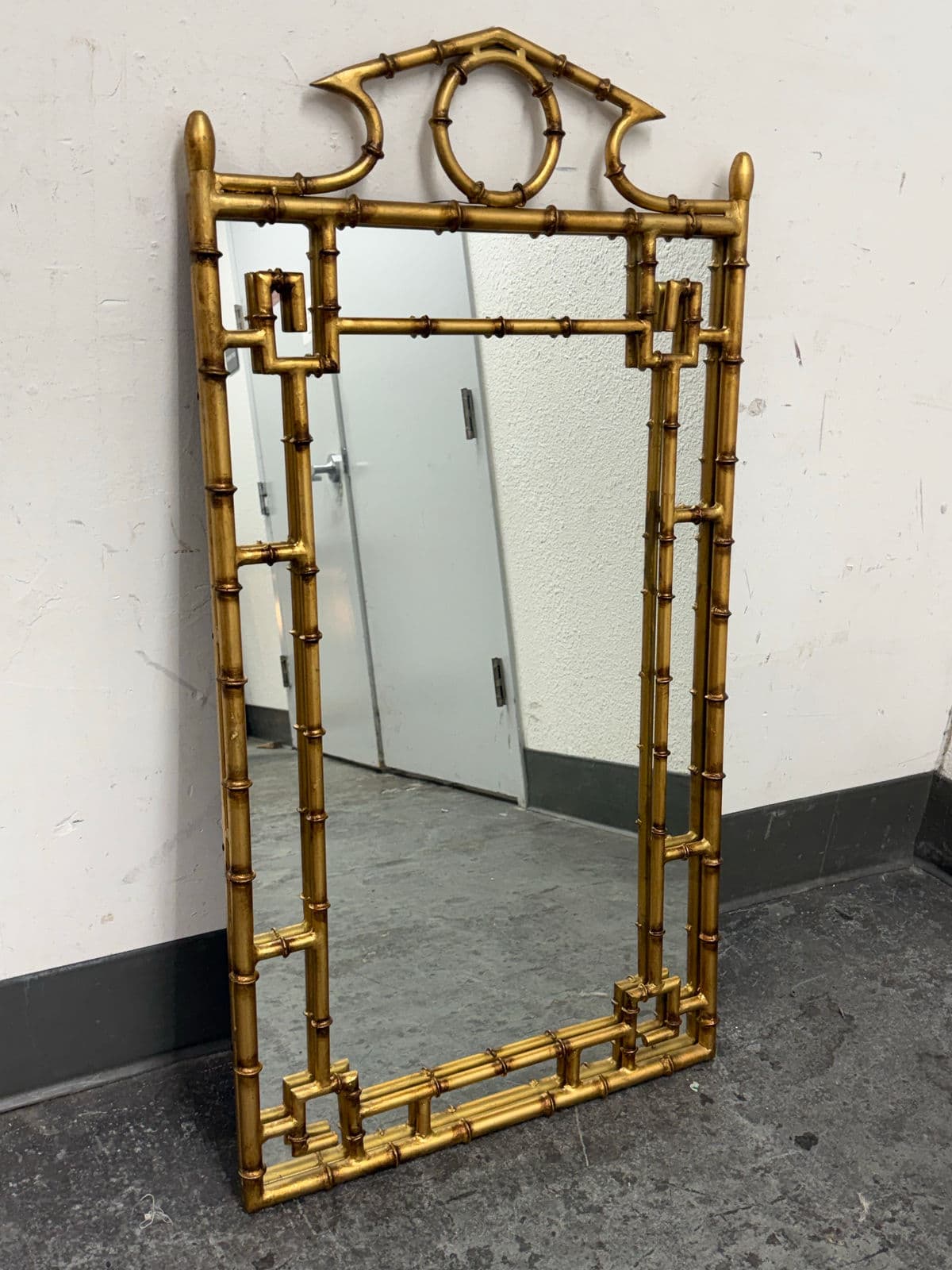 Regency Style Giltwood Faux Bamboo Wall Mirror - Thumbnail 4