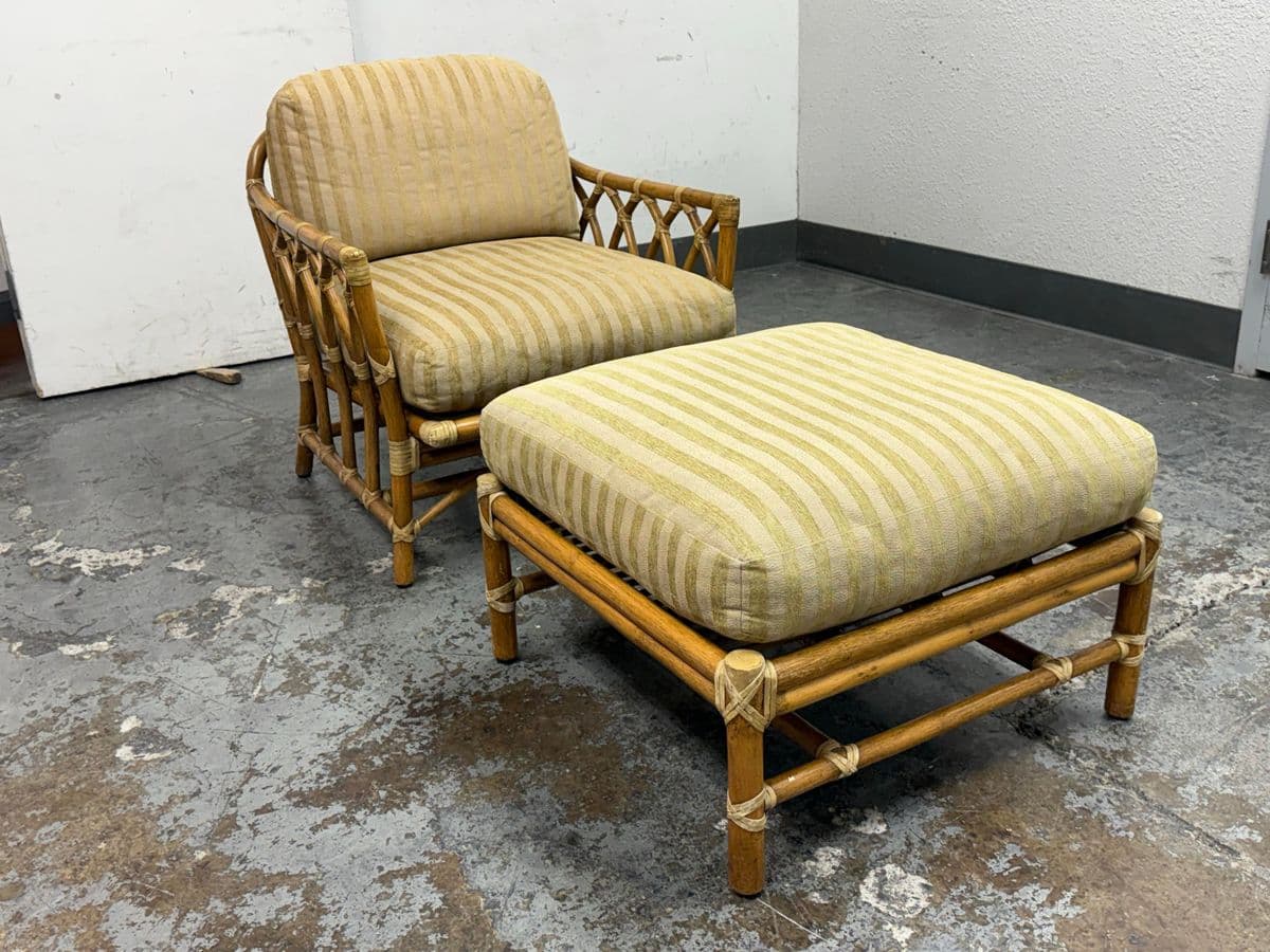 McGuire Furniture Cathedral Lounge Chair + Ottoman, Vintage - Thumbnail 7