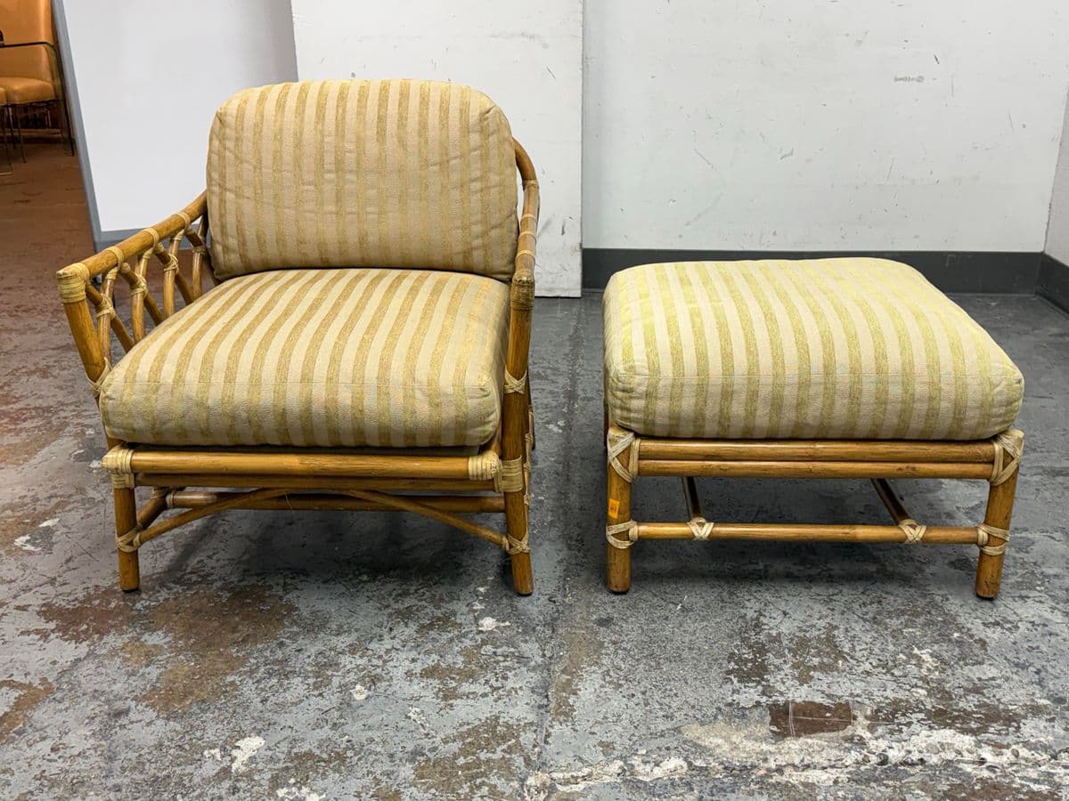 McGuire Furniture Cathedral Lounge Chair + Ottoman, Vintage - Thumbnail 3