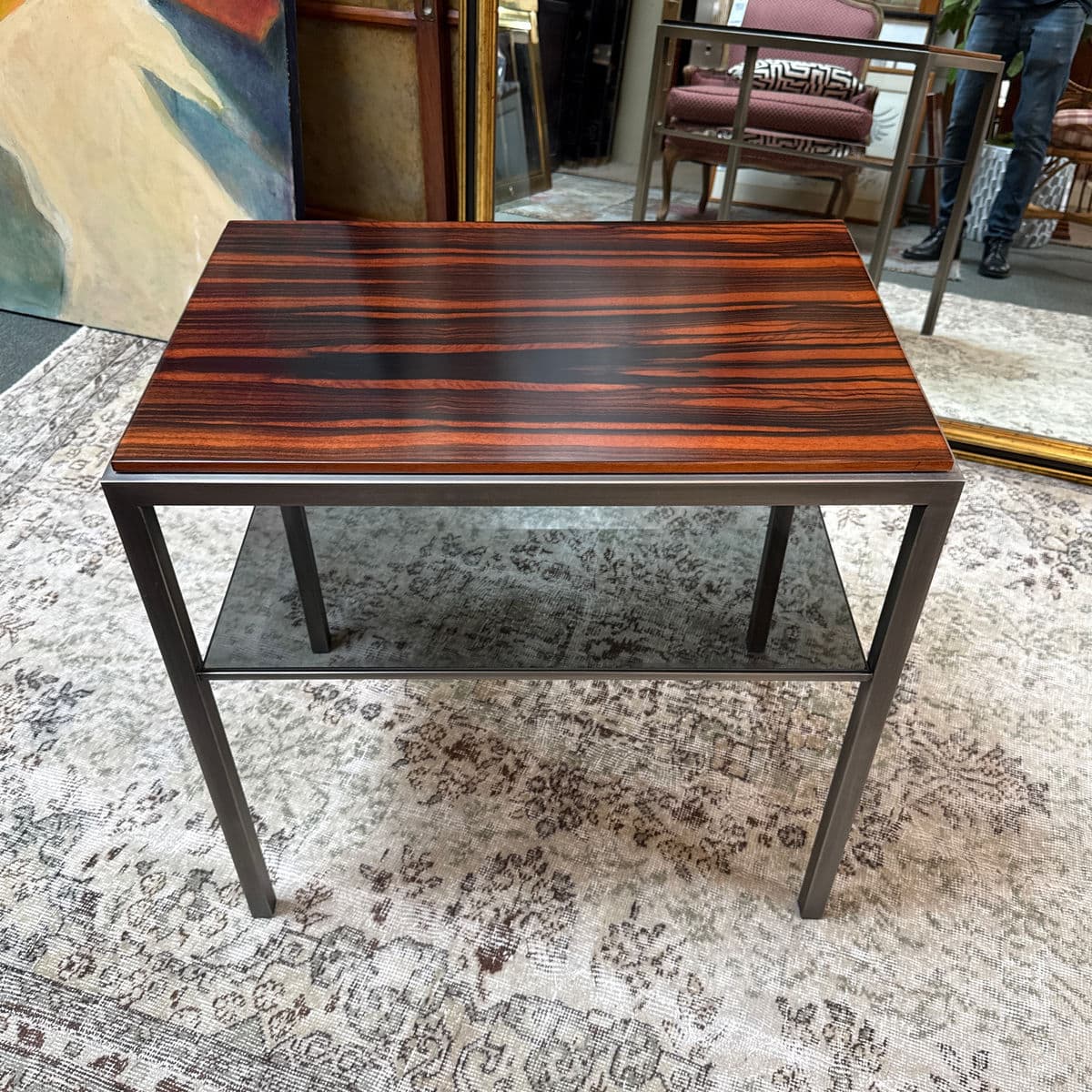 Macassar Ebony/Smoked Glass Side Table - Thumbnail 3