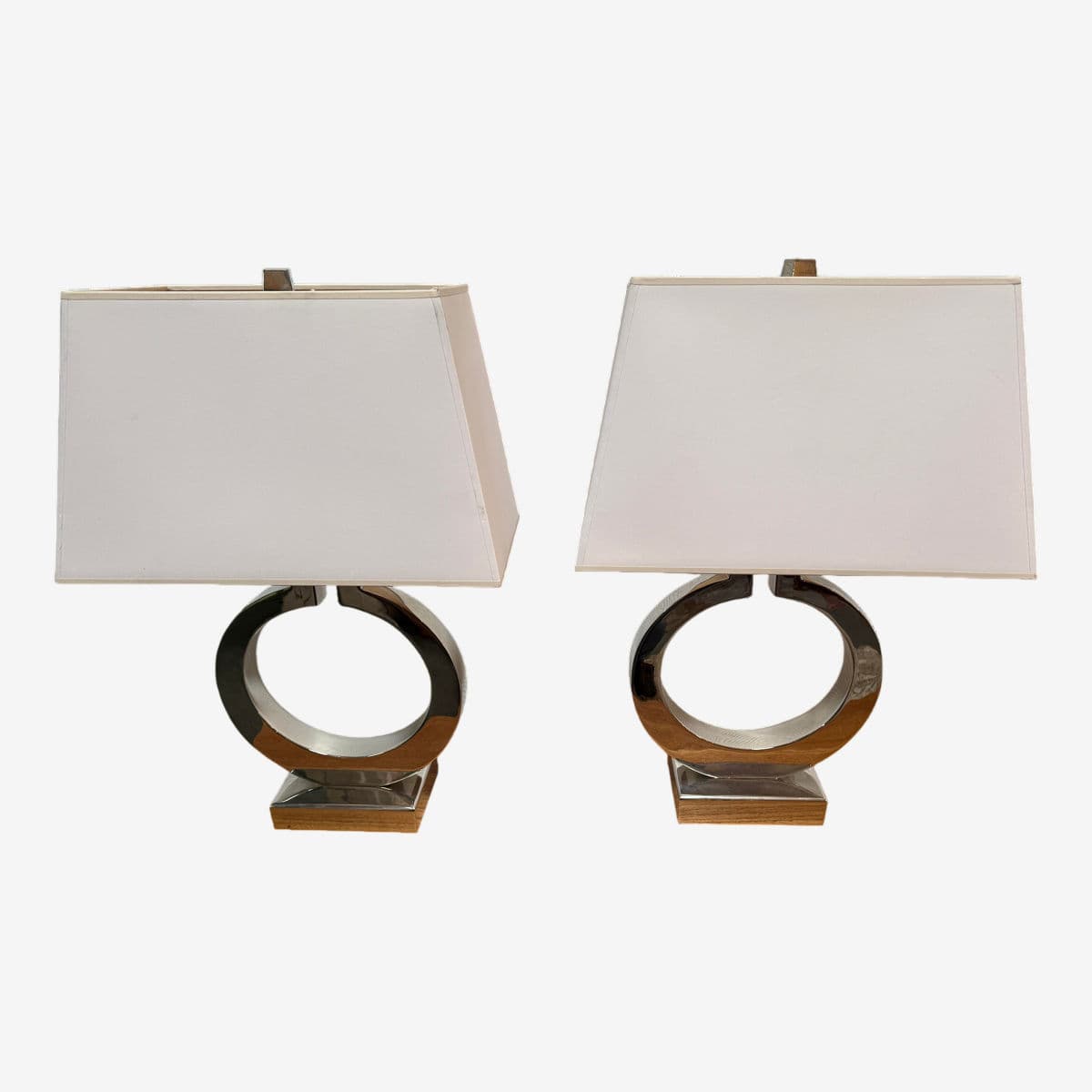 Contemporary Ring Form Table Lamps, Pair - Image 1