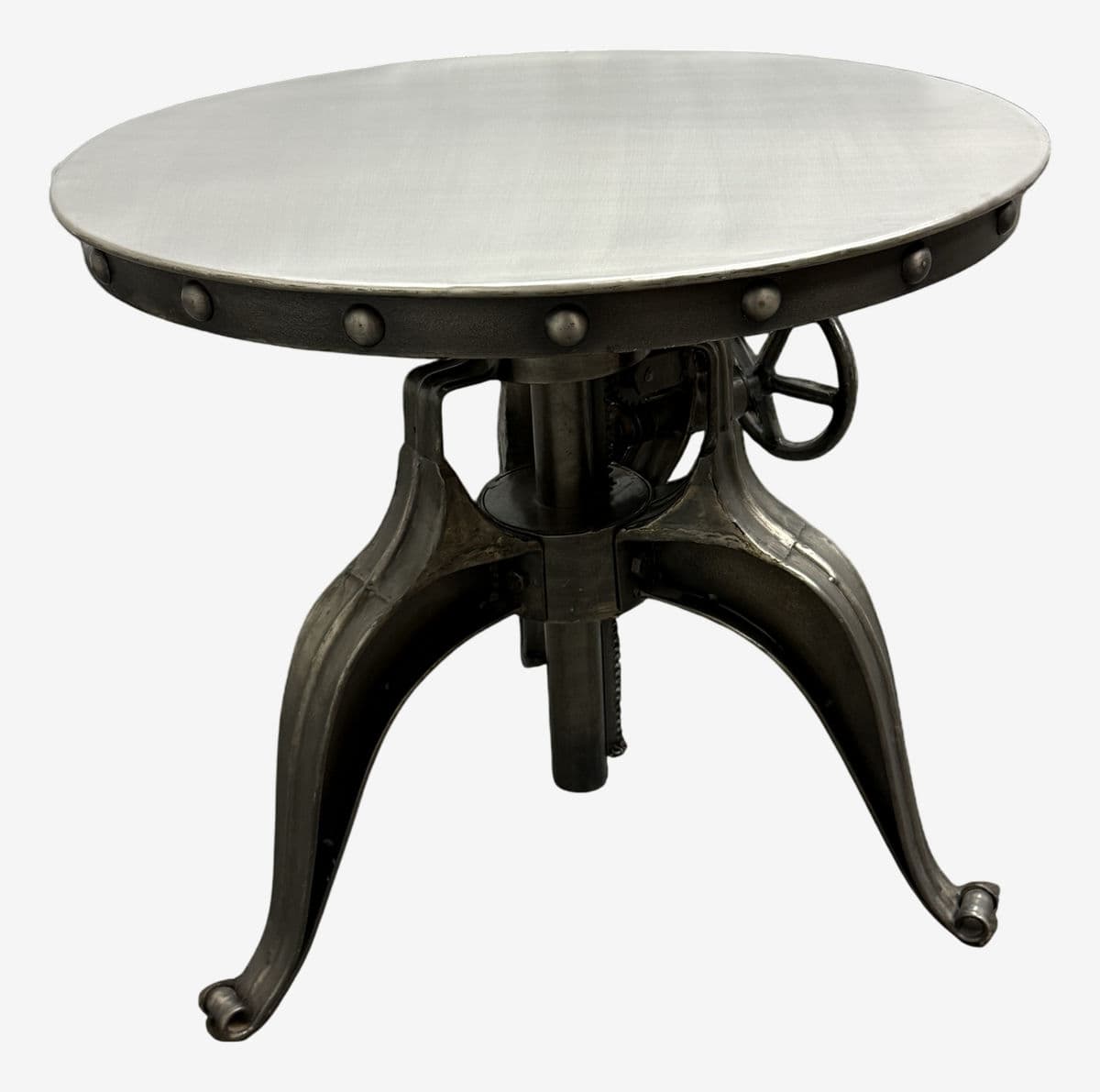 Arhaus Industrial Modern Round Metal Adjustable Weston Crank End Table - Image 1