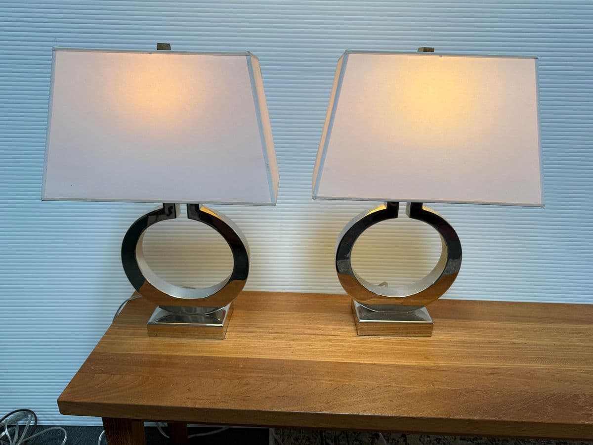 Contemporary Ring Form Table Lamps, Pair - Thumbnail 3