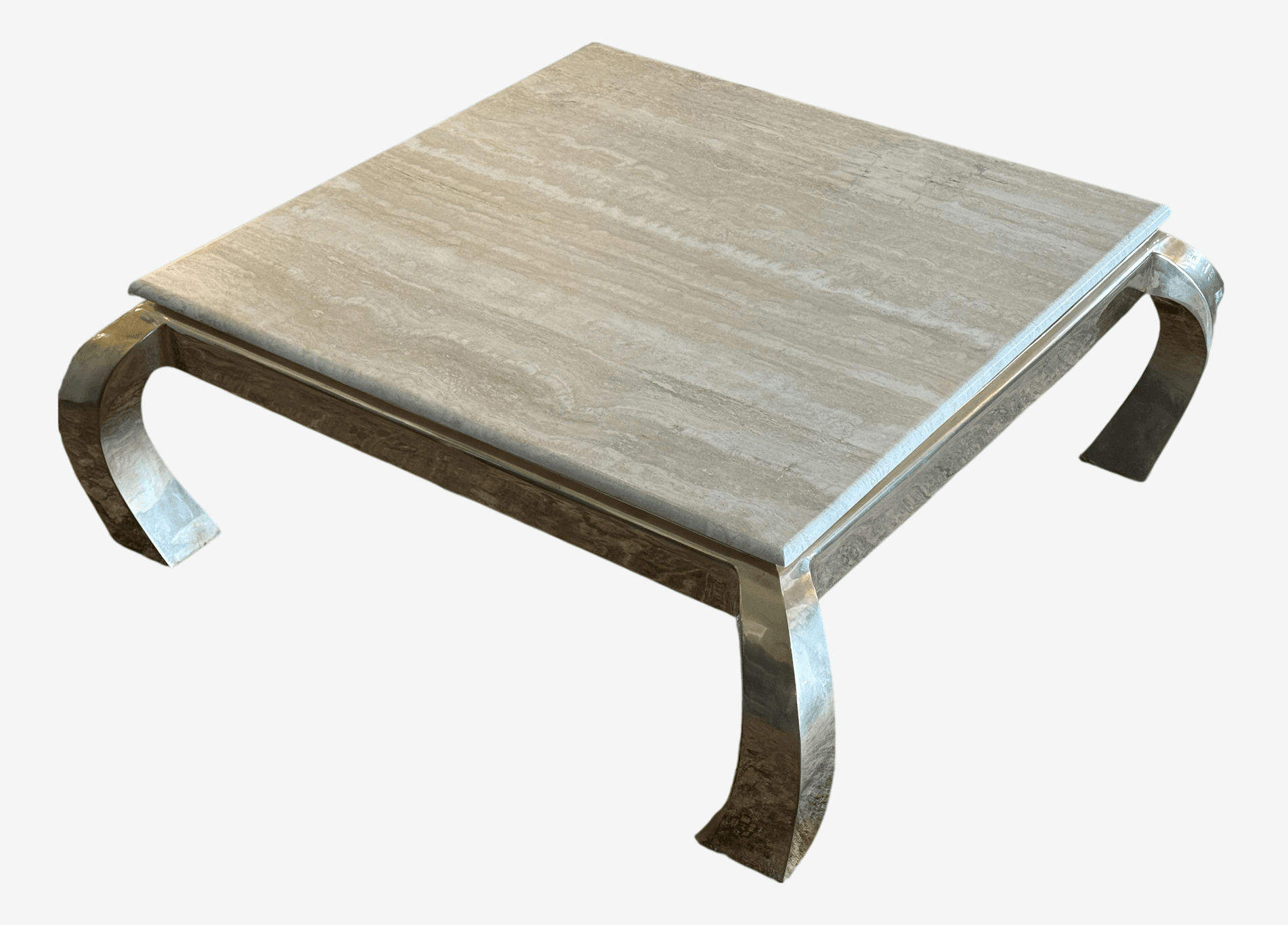 Henredon Italian Travertine + Brass Coffee Table, Circa 1970's - Image 1