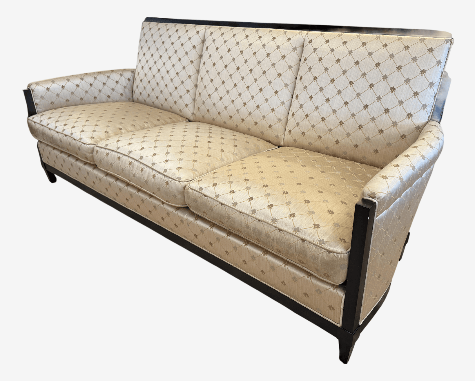 Donghia Golden Sofa With Exposed Wood Frame - Image 1