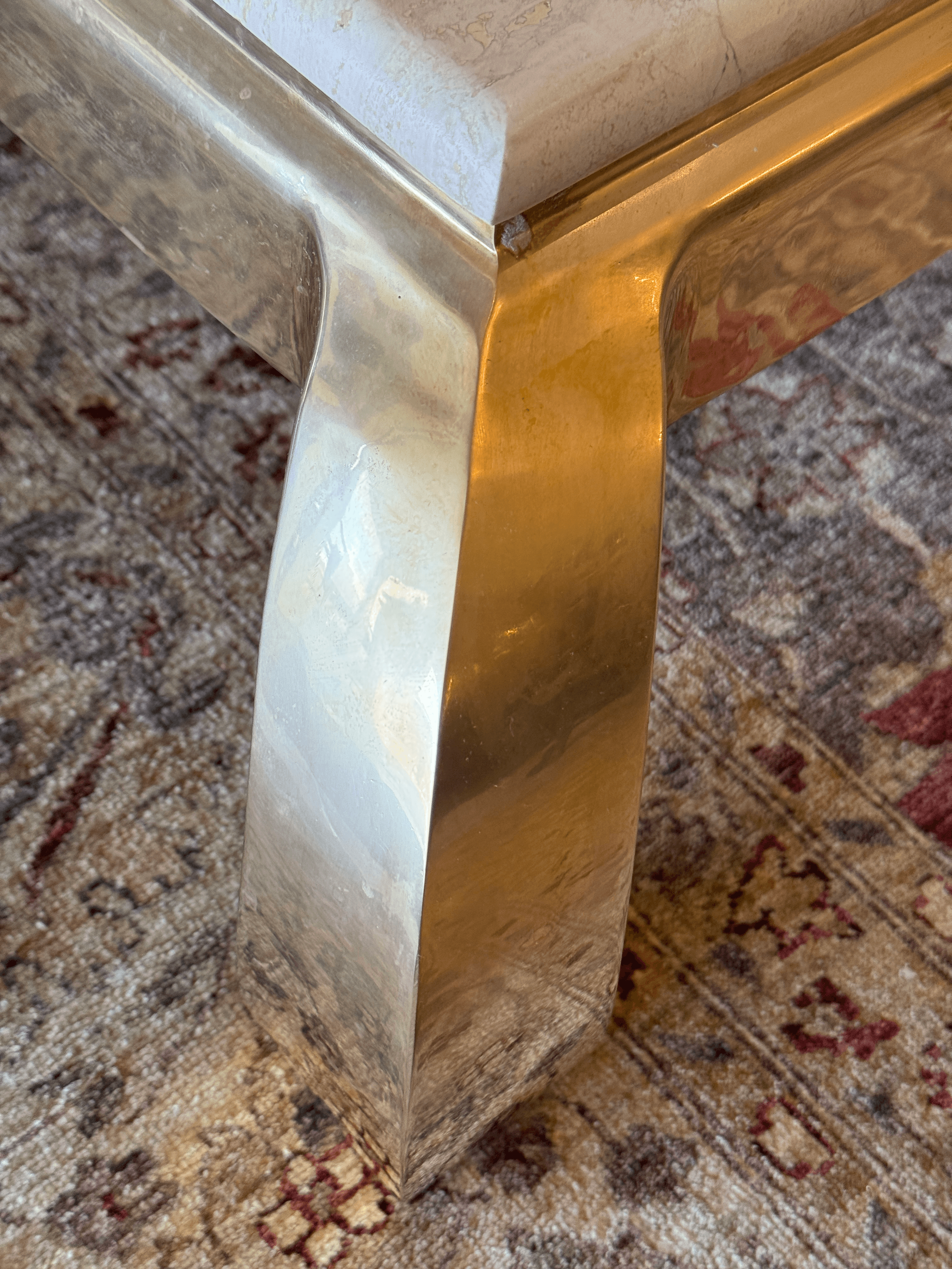 Henredon Italian Travertine + Brass Coffee Table, Circa 1970's - Thumbnail 12