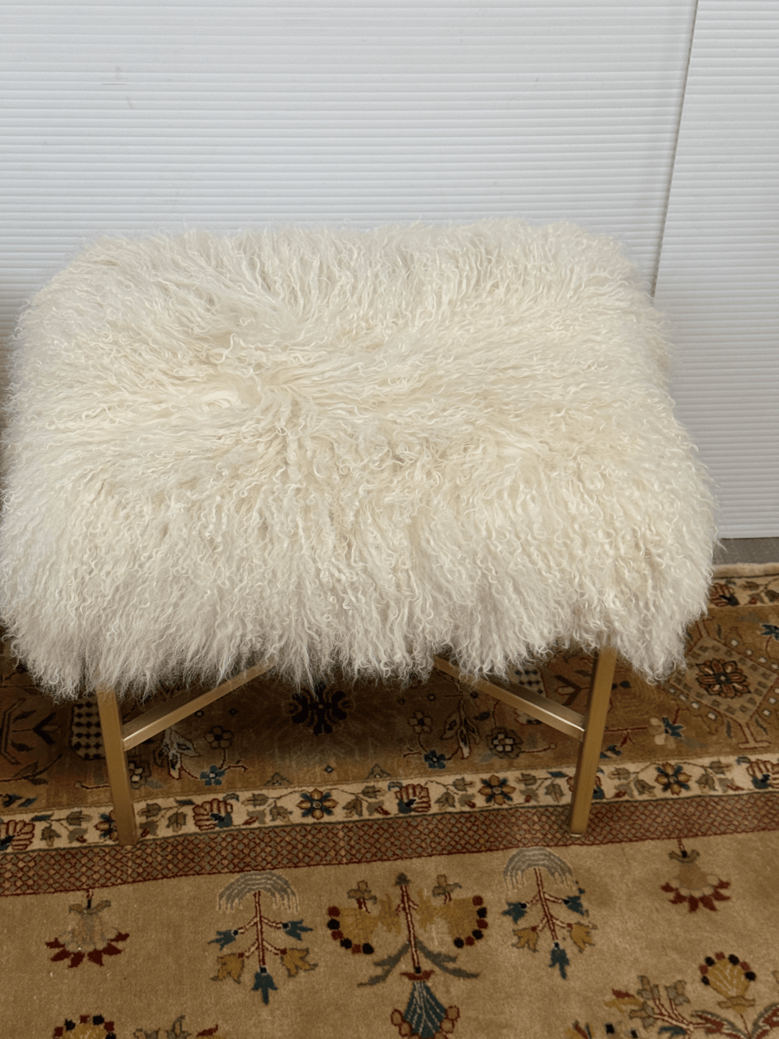 Outpost Original Tibetan Lambskin + Brass Ottomans, Pair - Thumbnail 13