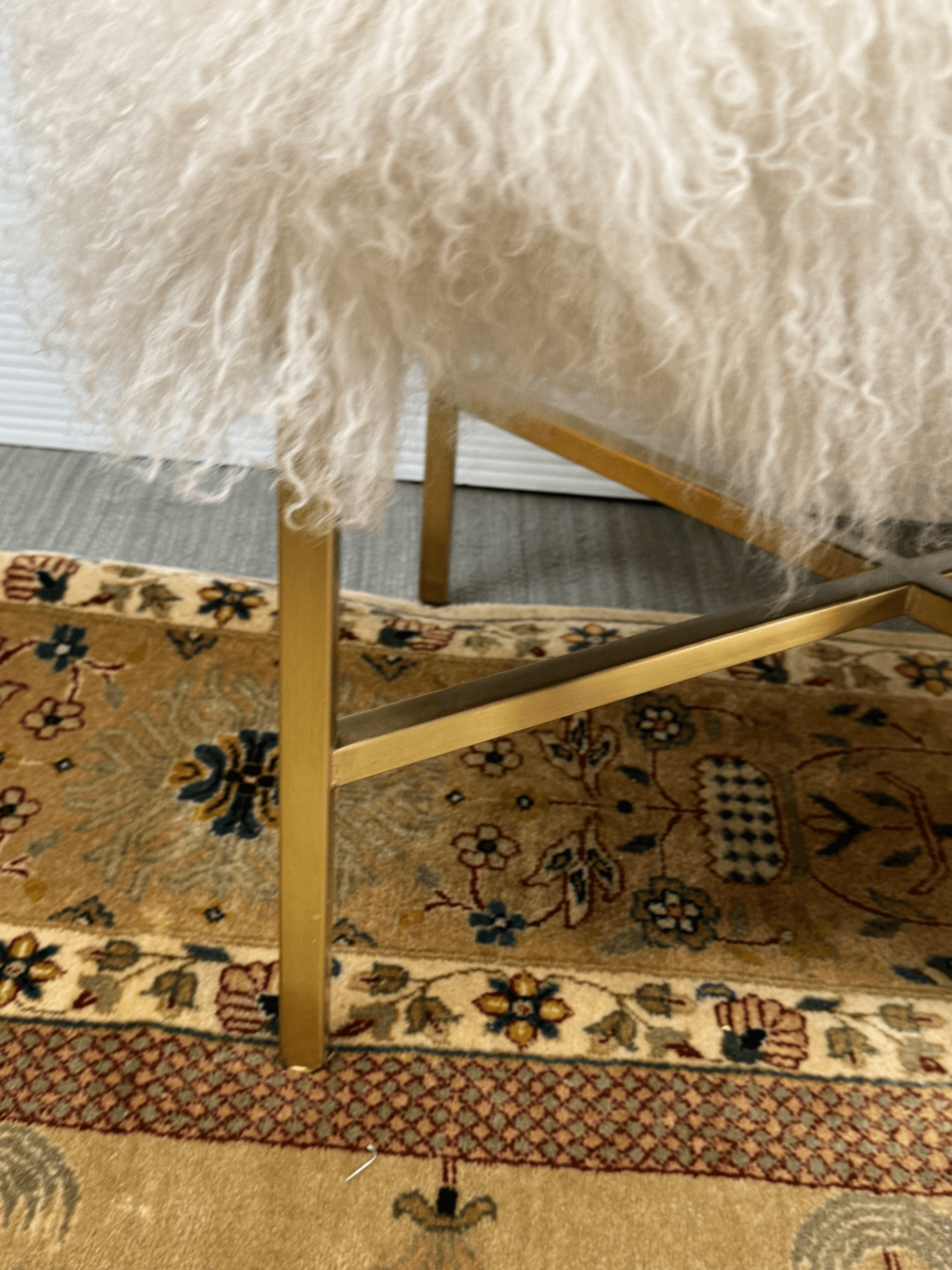 Outpost Original Tibetan Lambskin + Brass Ottomans, Pair - Thumbnail 12