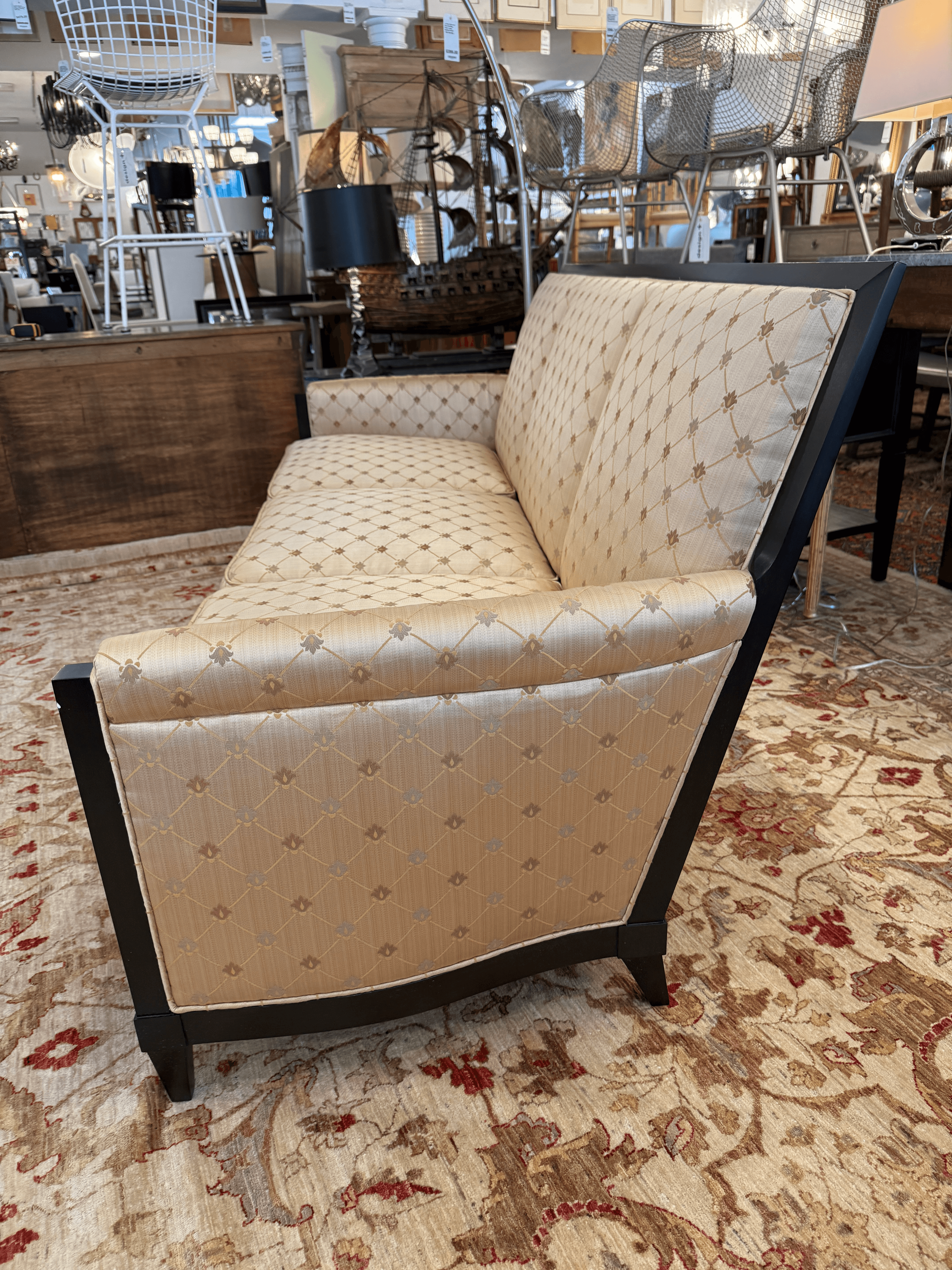 Donghia Golden Sofa With Exposed Wood Frame - Thumbnail 9