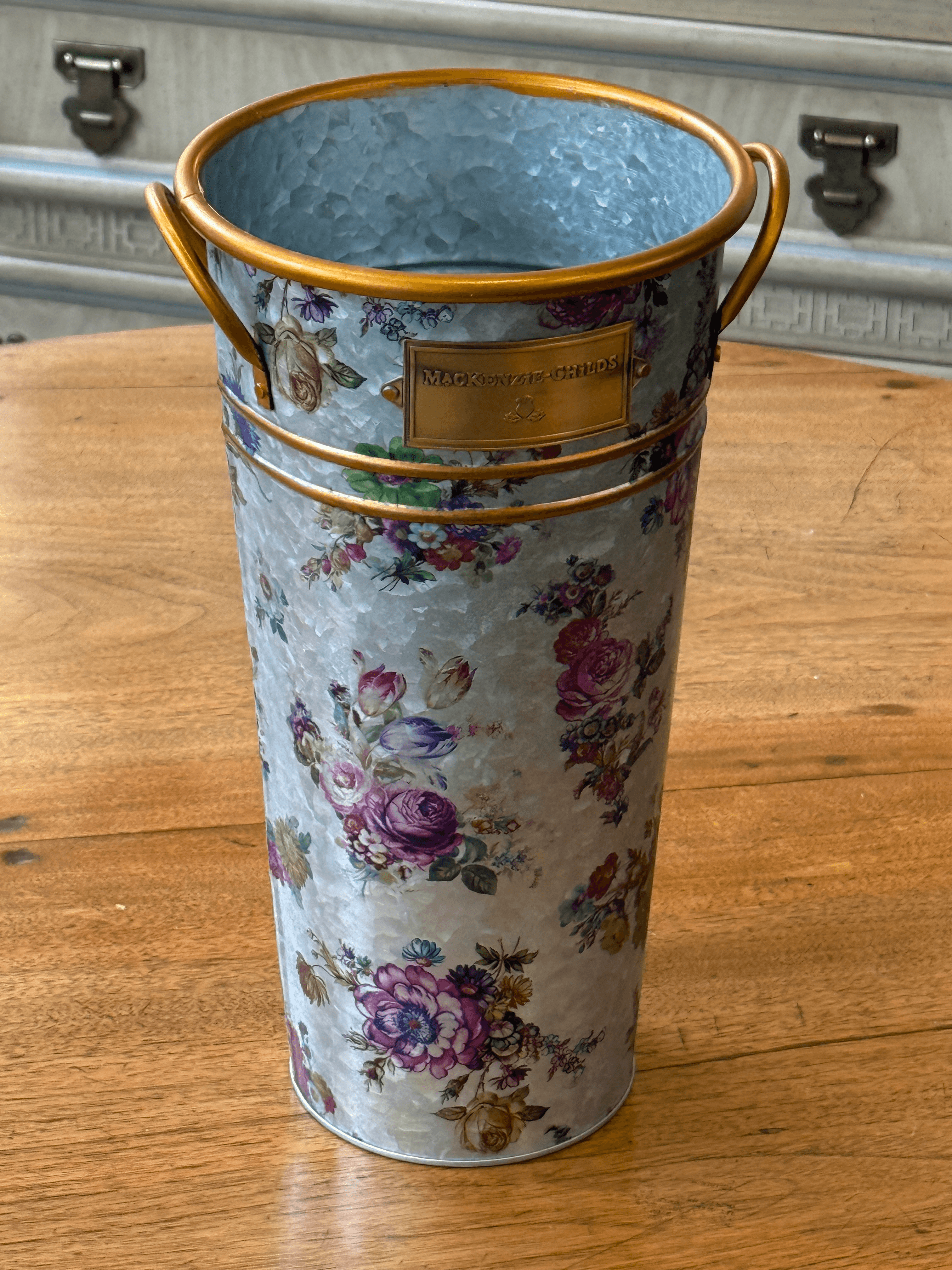 Mackenzie Childs Galvanized Metal Flower Market Vase - Thumbnail 3