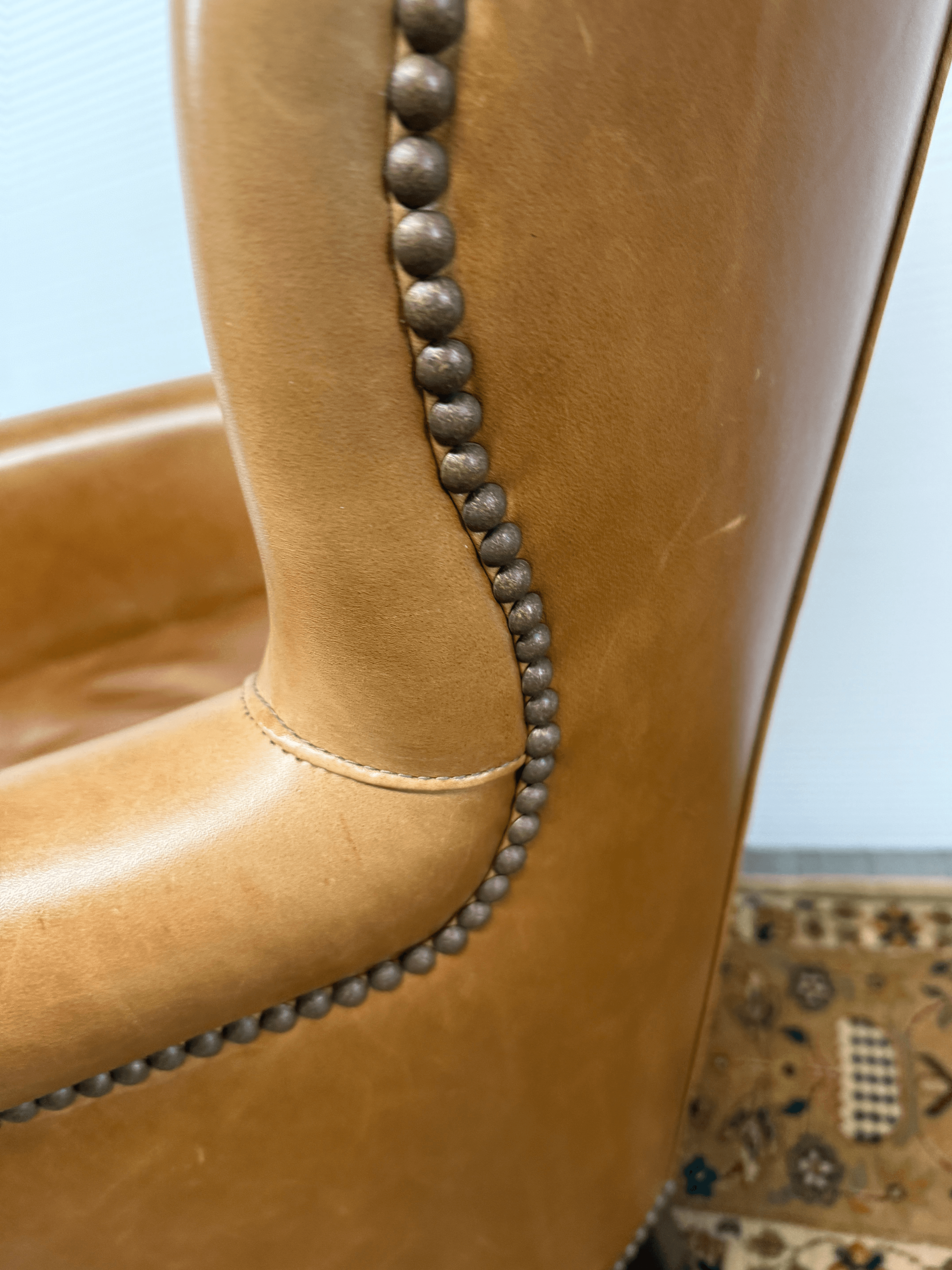 Sunrise Home Leather Wingback Armchair - Thumbnail 10