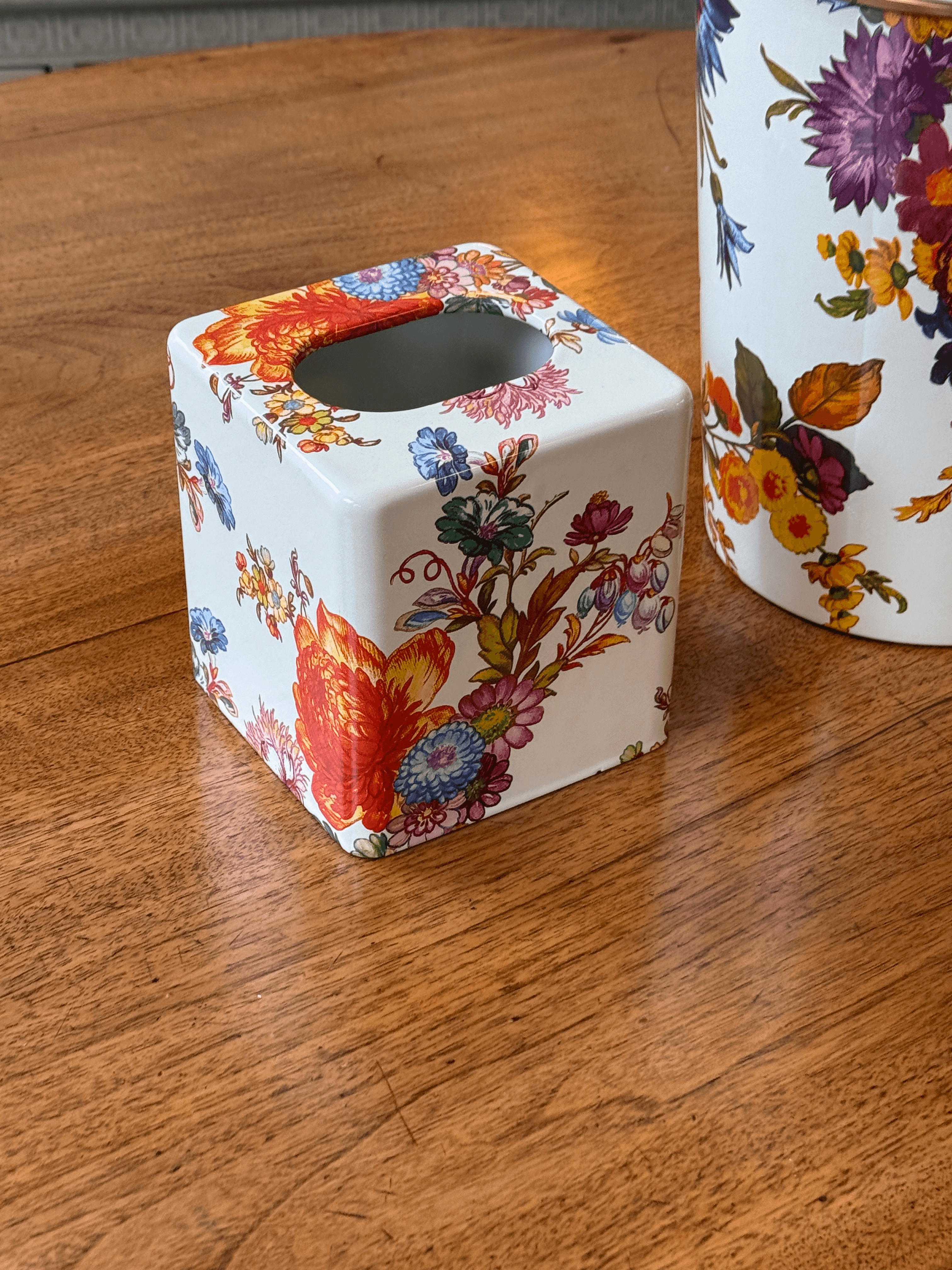 Mackenzie Childs Flower Market Boutique Tissue Box + Waste Basket - Thumbnail 3