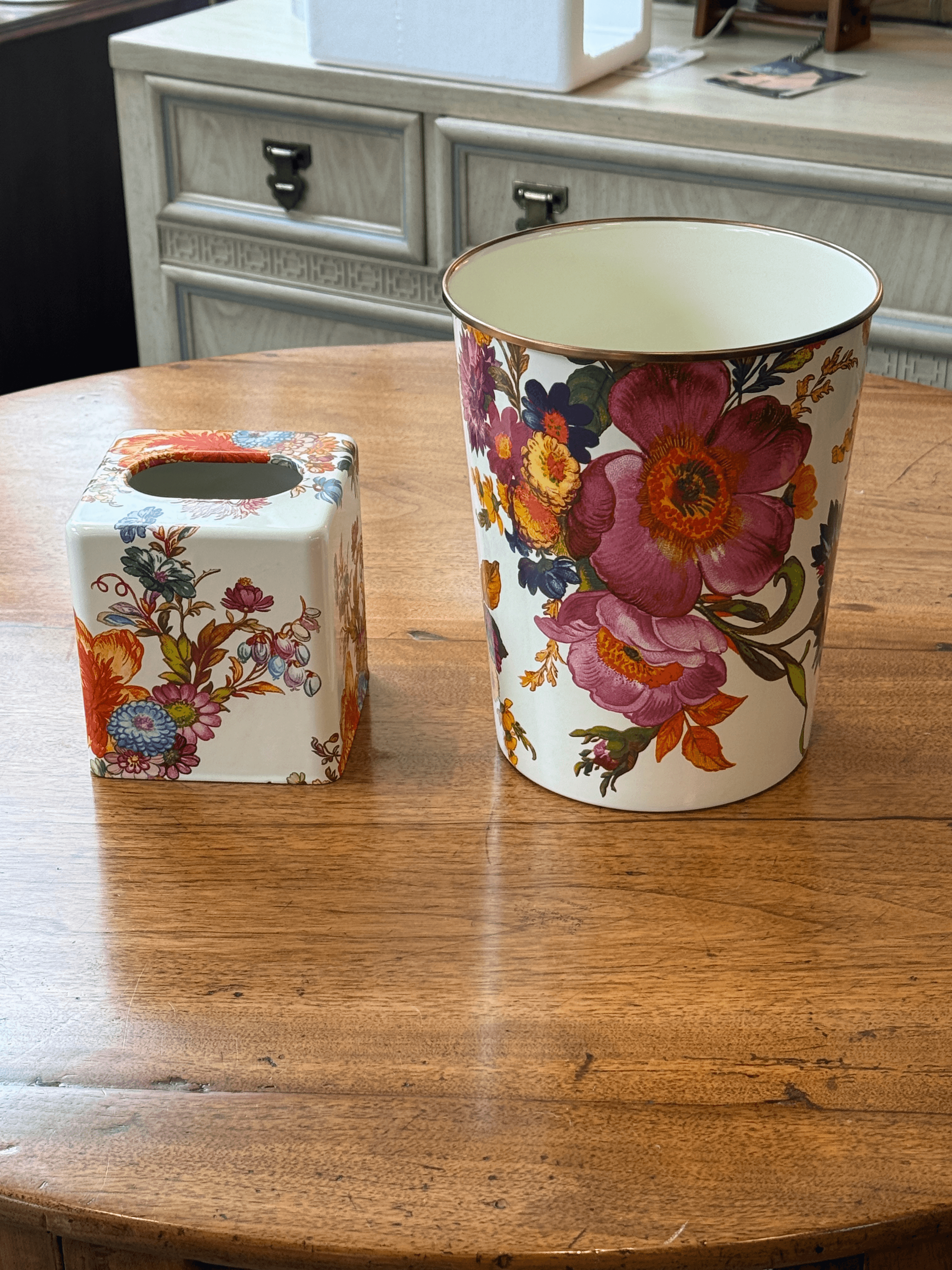Mackenzie Childs Flower Market Boutique Tissue Box + Waste Basket - Thumbnail 13