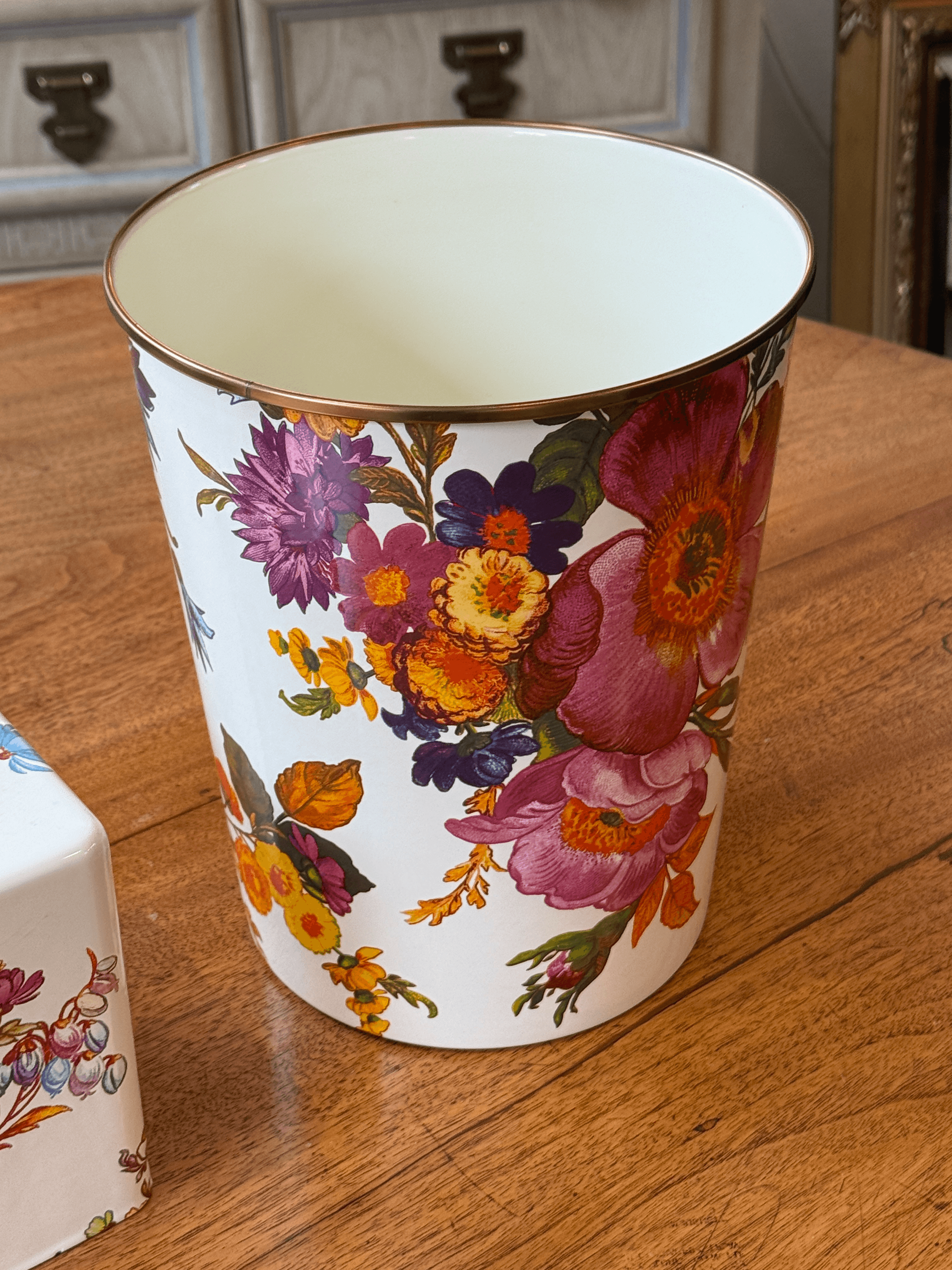 Mackenzie Childs Flower Market Boutique Tissue Box + Waste Basket - Thumbnail 12