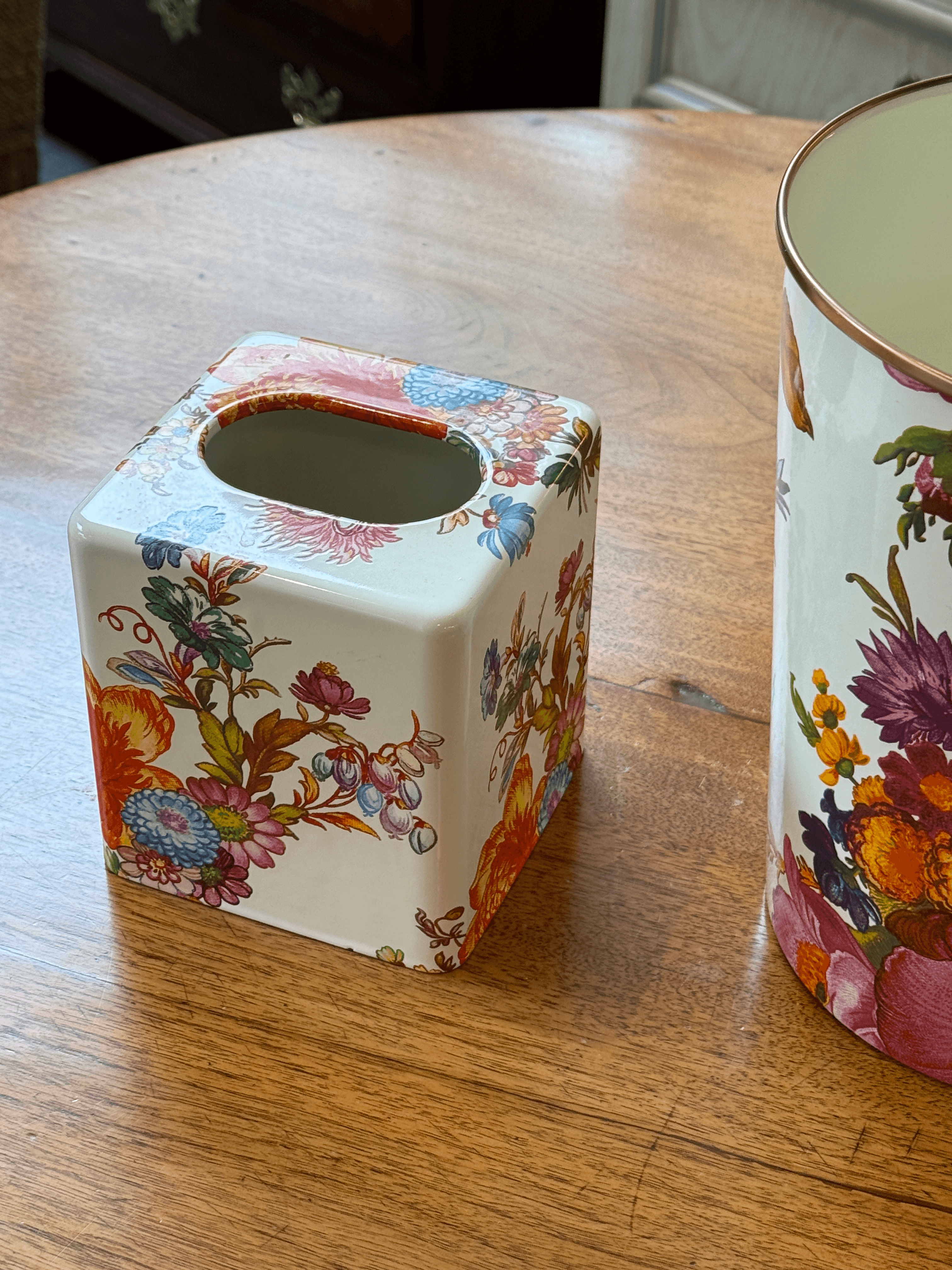Mackenzie Childs Flower Market Boutique Tissue Box + Waste Basket - Thumbnail 7