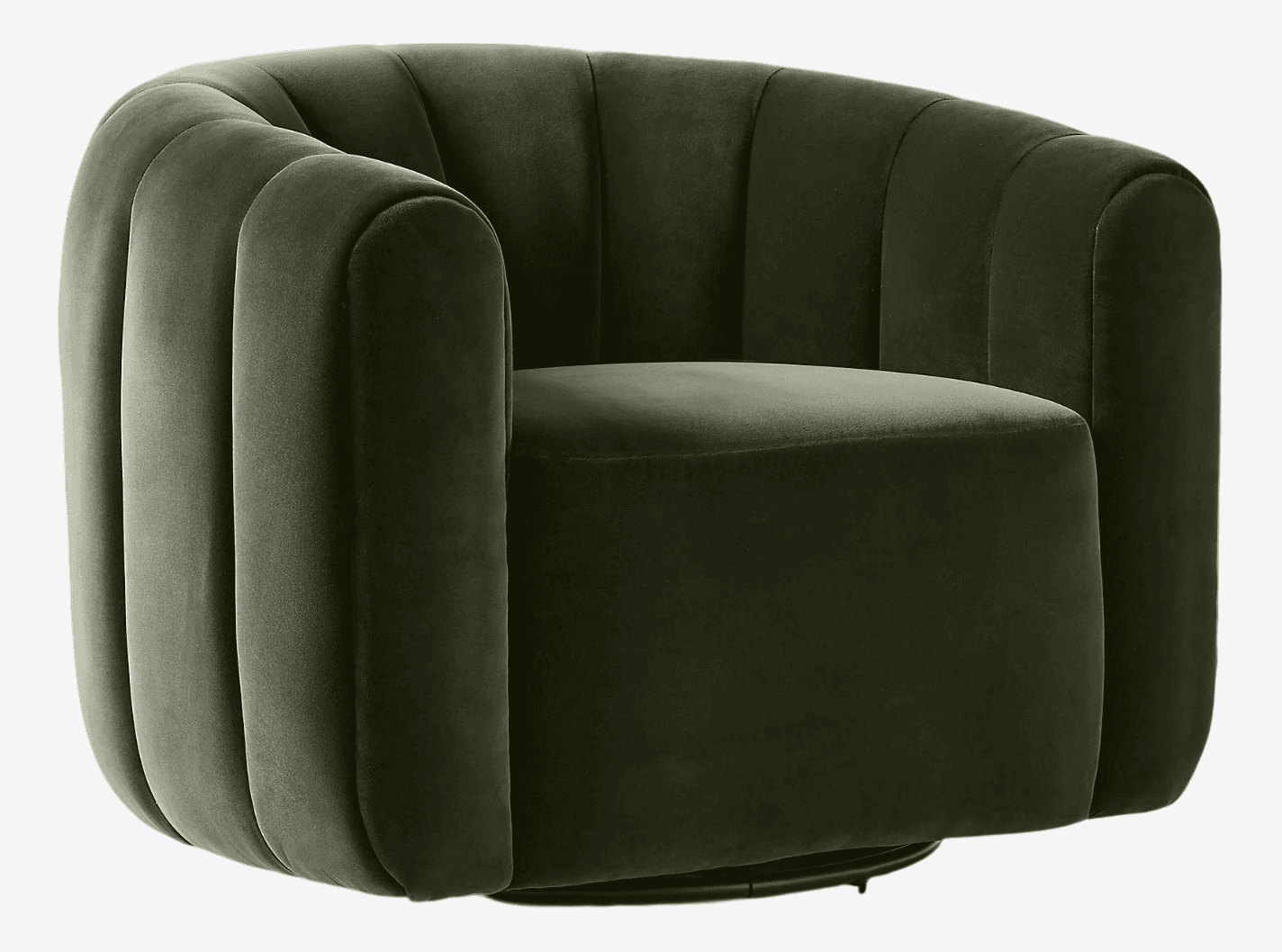 Vuue for Cb2 Fitz Modern Channeled Velvet Swivel Chair - Image 1