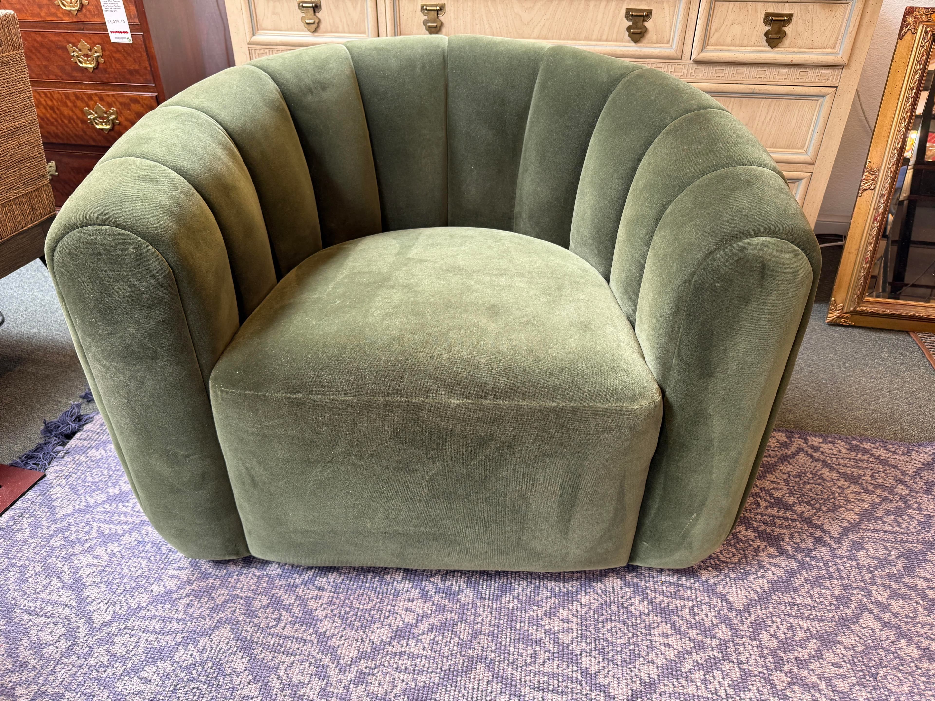 Vuue for Cb2 Fitz Modern Channeled Velvet Swivel Chair - Thumbnail 5