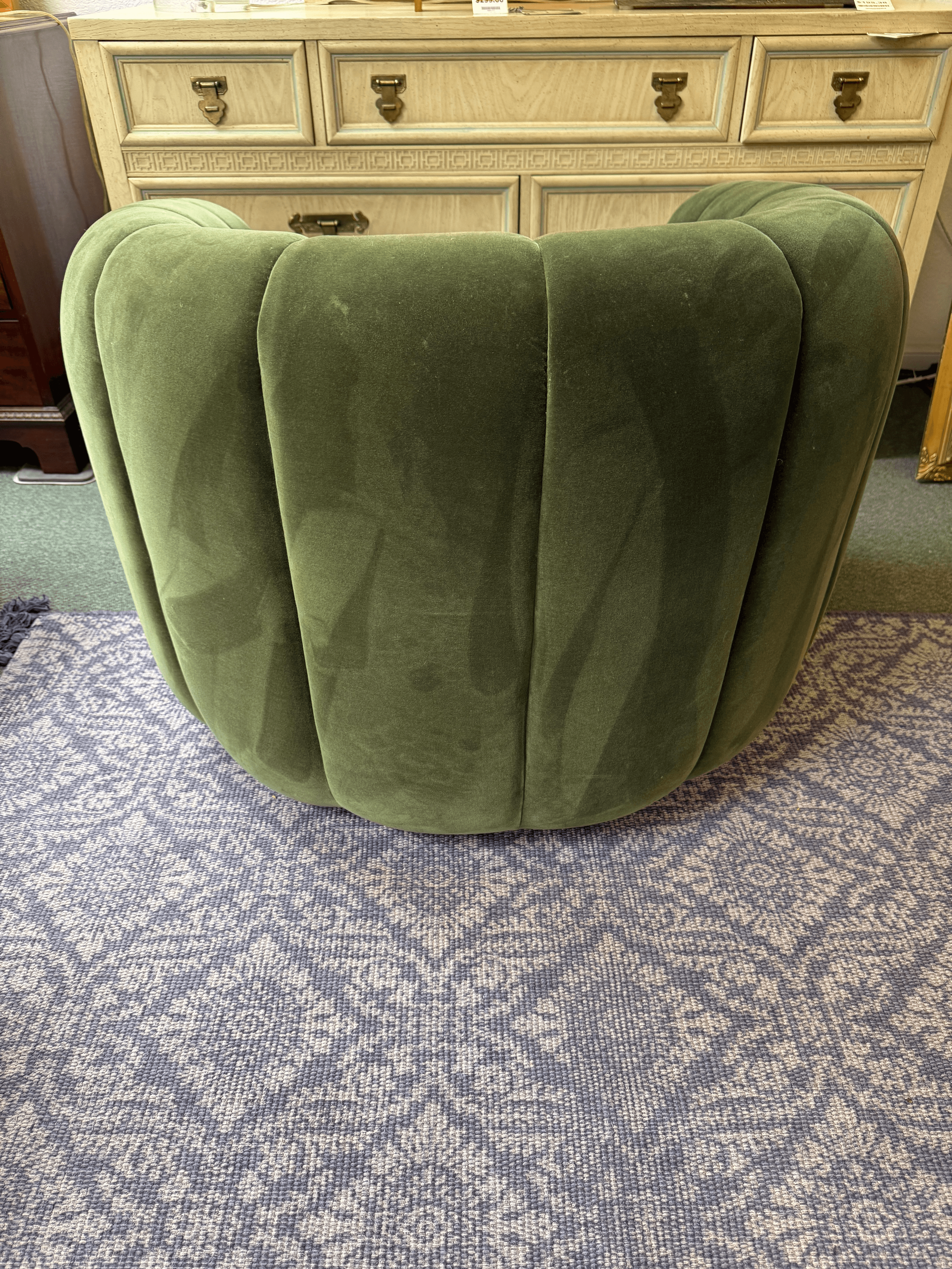 Vuue for Cb2 Fitz Modern Channeled Velvet Swivel Chair - Thumbnail 11