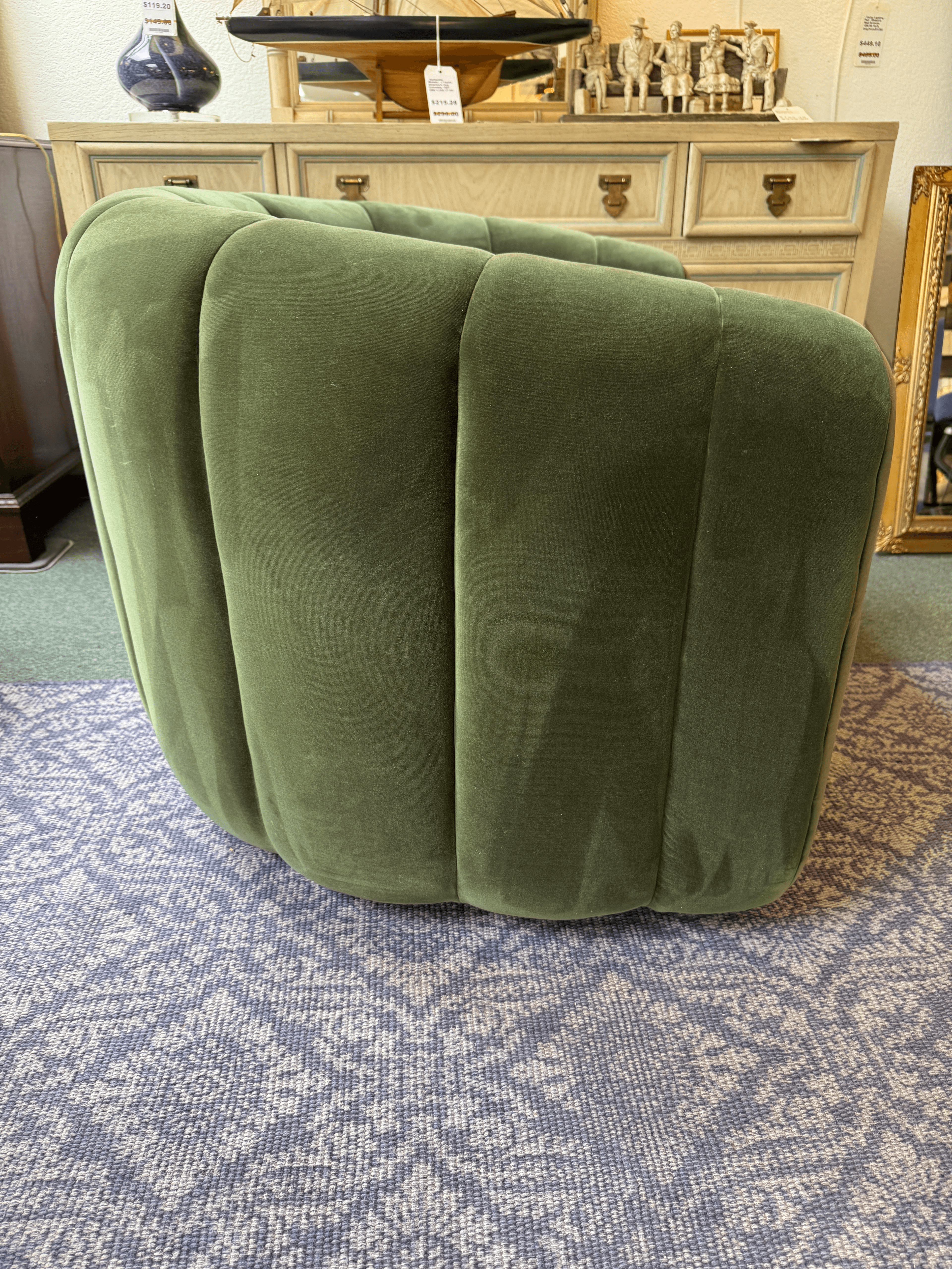 Vuue for Cb2 Fitz Modern Channeled Velvet Swivel Chair - Thumbnail 12