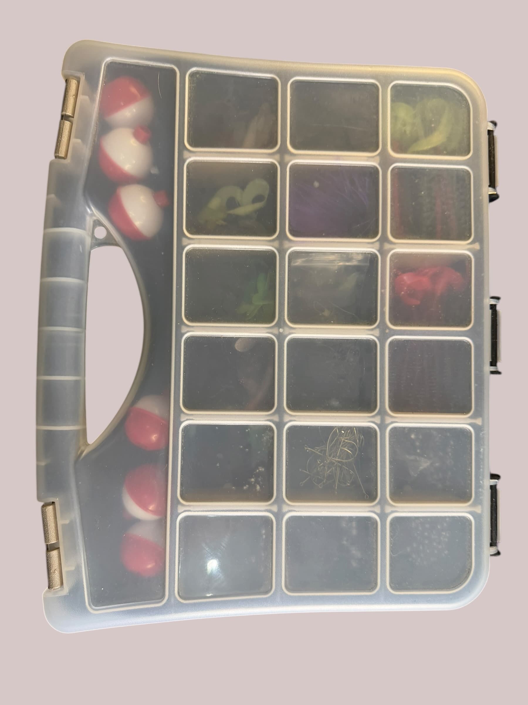 Fishing Tackle Box Kit Lot Worms Hooks Weights Bobbers Lures Used Loaded - Image 1