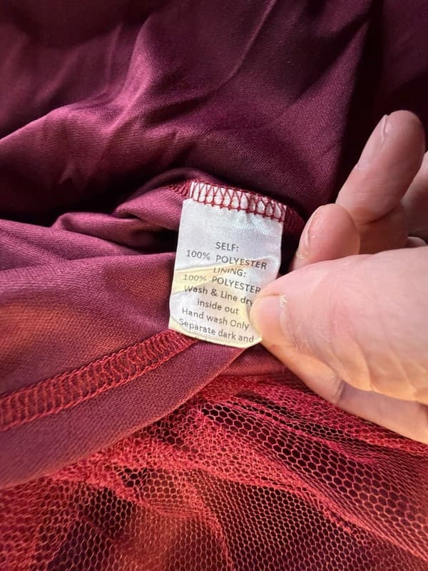 Joyfolie Lorelei Satin Tiered Ruffle Dress in Burgundy Size 12 - Thumbnail 8