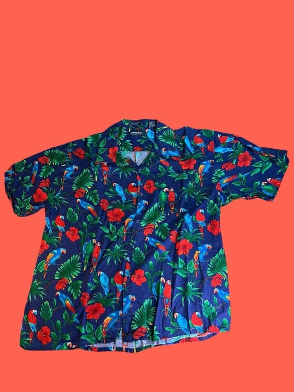 Vintage Hawaiian Pace Men's XL Rayon Tropical Parrot Hibiscus Aloha Shirt - Image 1