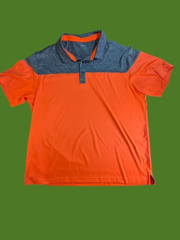 Slazenger Golf Mens Orange and Gray Colorblock Performance Polo Shirt Size XL - Image 1