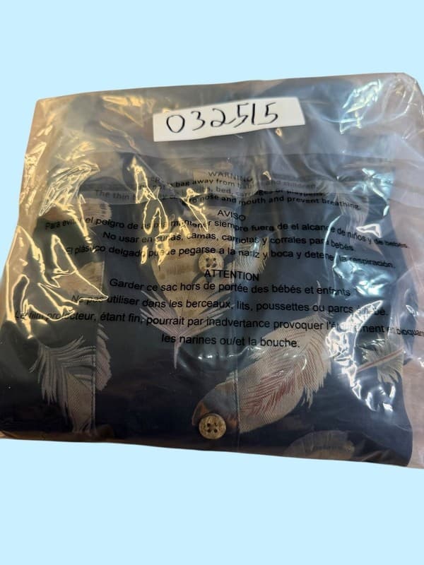 Paradise Coves 100% Silk Black Feather Print Hawaiian Short Sleeve Shirt XL - Thumbnail 4