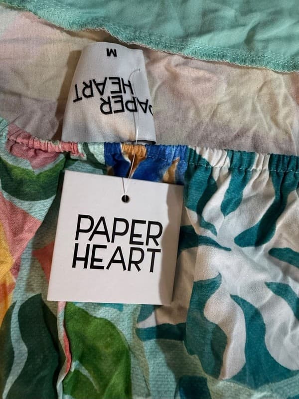 Paper Heart Floral Tie-Strap Smocked Midi Dress M - Thumbnail 2