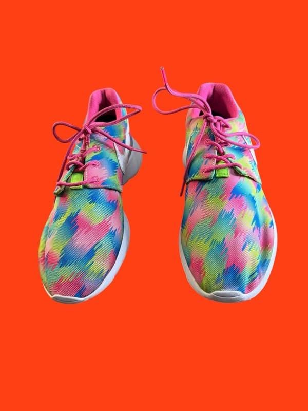 Nike Roshe One Print GS Pink Blast Electric Green Multi-Color 677784-607 - Thumbnail 2