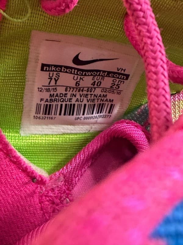 Nike Roshe One Print GS Pink Blast Electric Green Multi-Color 677784-607 - Thumbnail 7