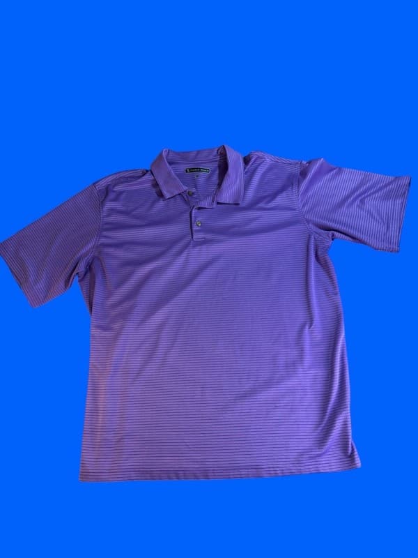 Pebble Beach Performance Men's XXL Purple Striped Short Sleeve Golf Polo - Thumbnail 6