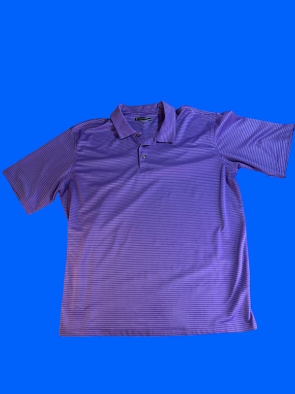 Pebble Beach Performance Men's XXL Purple Striped Short Sleeve Golf Polo - Image 1