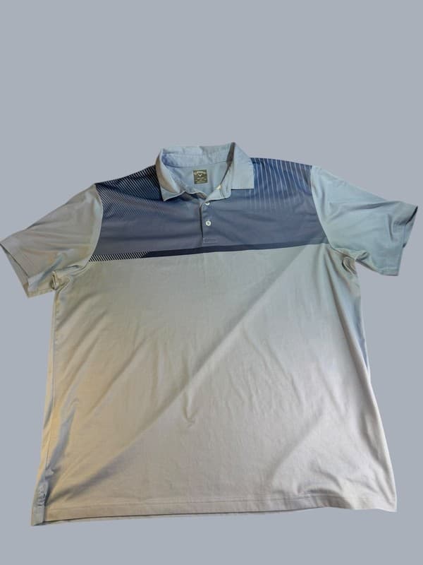 Callaway Opti-Dri Men's XXL Blue Colorblock Striped Performance Golf Polo Shirt - Image 1