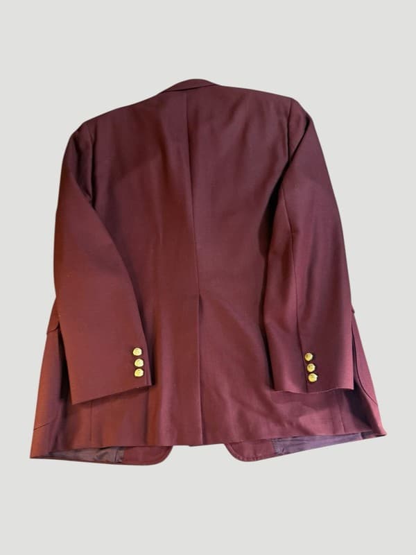 Vintage Jack Kahn Men's Burgundy Hopsack Blazer with Gold Buttons - Thumbnail 2
