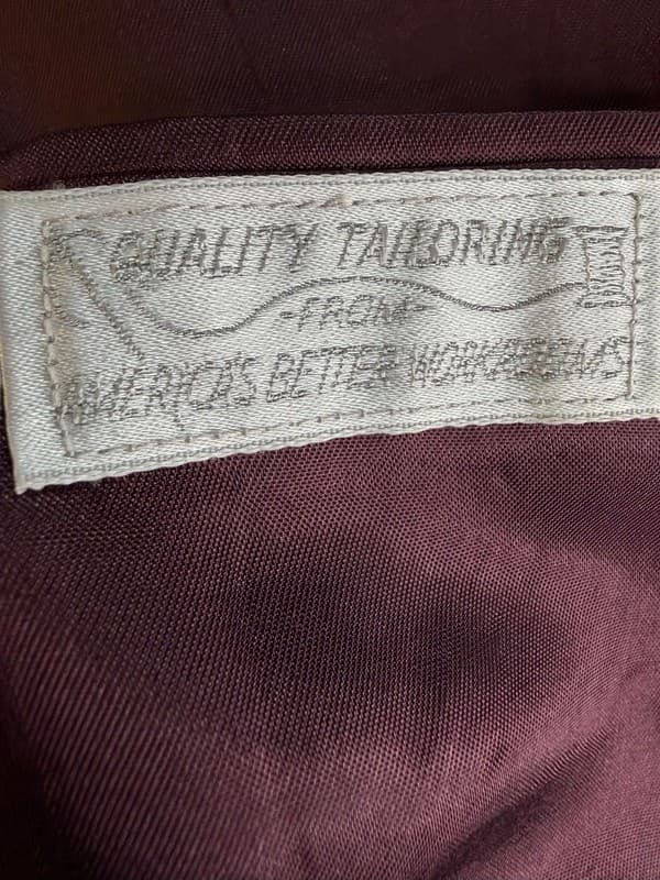 Vintage Jack Kahn Men's Burgundy Hopsack Blazer with Gold Buttons - Thumbnail 4